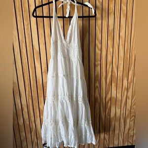 FIRE LOS ANGELES White Smocked Halter Dress - Size Large